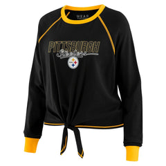 Pittsburgh Steelers WEAR by Erin Andrews Women's Tie-Front Long Sleeve T-Shirt - Black outlet