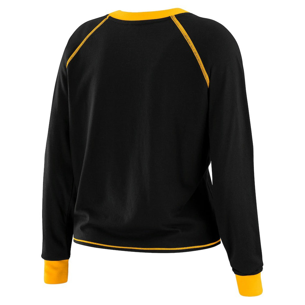Pittsburgh Steelers WEAR by Erin Andrews Women's Tie-Front Long Sleeve T-Shirt - Black outlet