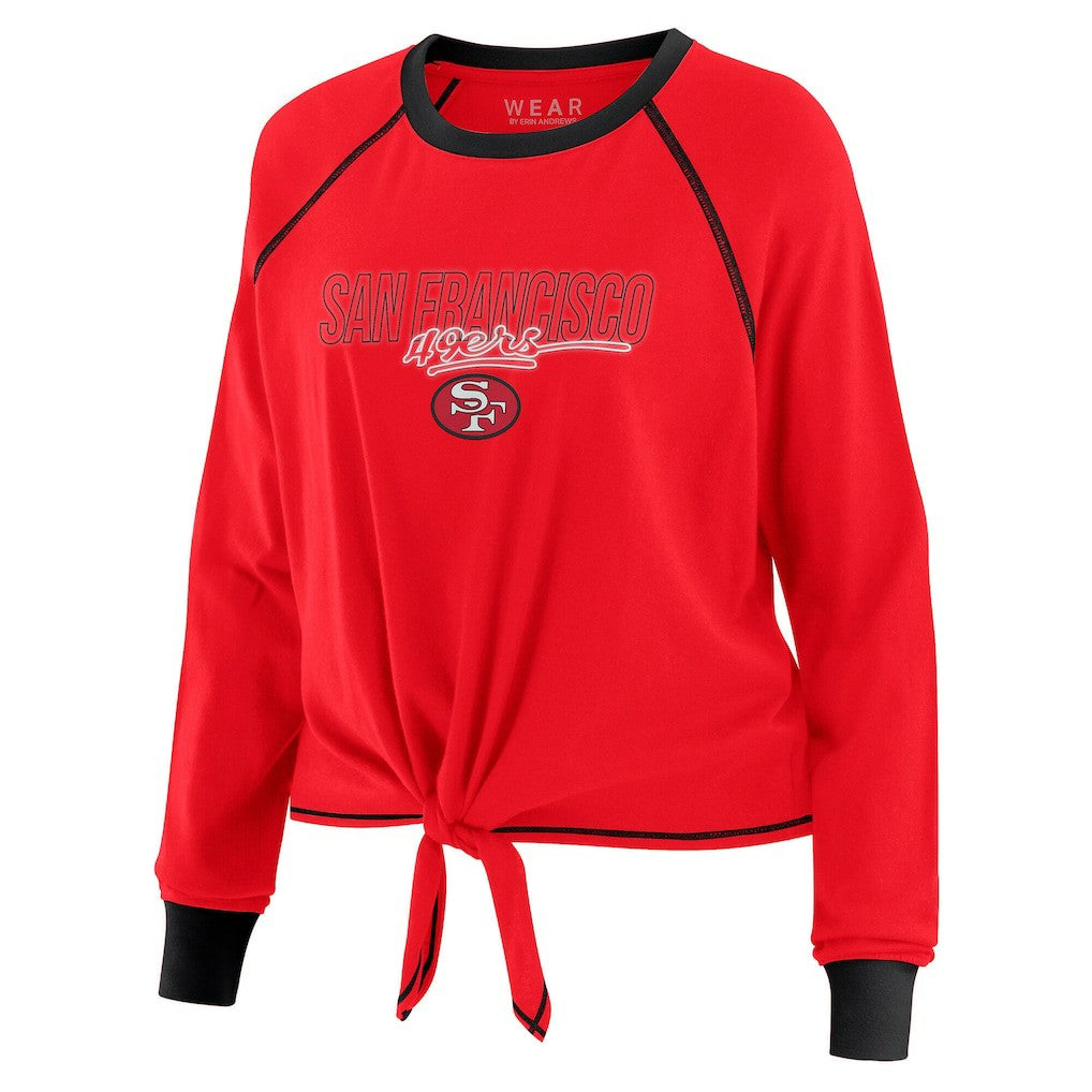 San Francisco 49ers WEAR by Erin Andrews Women's Tie-Front Long Sleeve T-Shirt - Scarlet outlet