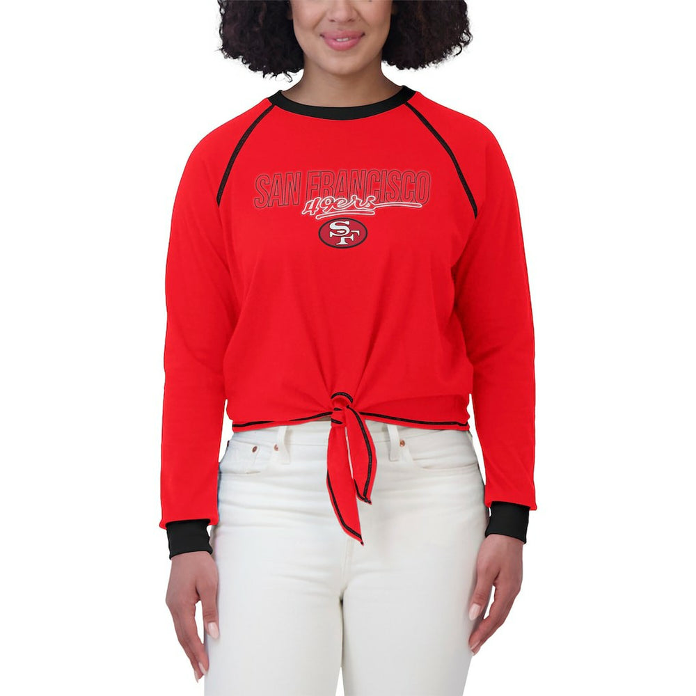San Francisco 49ers WEAR by Erin Andrews Women's Tie-Front Long Sleeve T-Shirt - Scarlet outlet