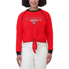 San Francisco 49ers WEAR by Erin Andrews Women's Tie-Front Long Sleeve T-Shirt - Scarlet outlet