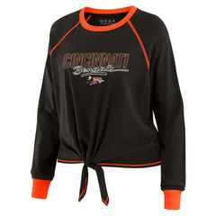 Cincinnati Bengals WEAR by Erin Andrews Women's Tie-Front Long Sleeve T-Shirt - Black cheap