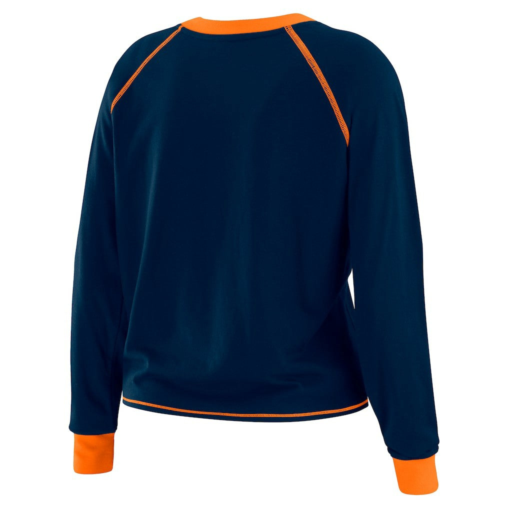 Chicago Bears WEAR by Erin Andrews Women's Tie-Front Long Sleeve T-Shirt - Navy online