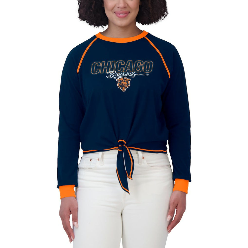 Chicago Bears WEAR by Erin Andrews Women's Tie-Front Long Sleeve T-Shirt - Navy online