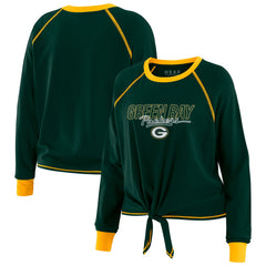 Green Bay Packers WEAR by Erin Andrews Women's Tie-Front Long Sleeve T-Shirt - Green discount
