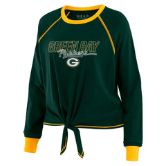 Green Bay Packers WEAR by Erin Andrews Women's Tie-Front Long Sleeve T-Shirt - Green discount