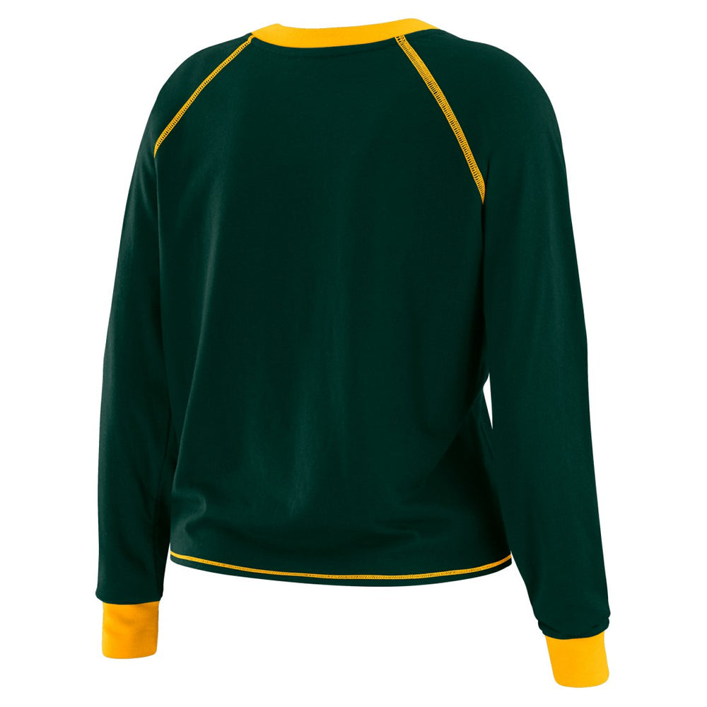 Green Bay Packers WEAR by Erin Andrews Women's Tie-Front Long Sleeve T-Shirt - Green discount