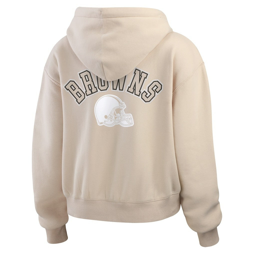 Cleveland Browns WEAR by Erin Andrews Women's Tonal Full-Zip Hoodie - Oatmeal discount