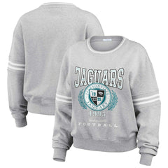 Jacksonville Jaguars WEAR by Erin Andrews Women's Cropped Pullover Sweatshirt - Heather Gray discount