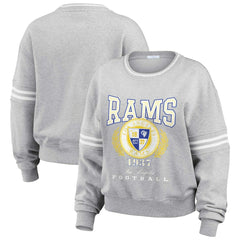 Los Angeles Rams WEAR by Erin Andrews Women's Cropped Pullover Sweatshirt - Heather Gray discount