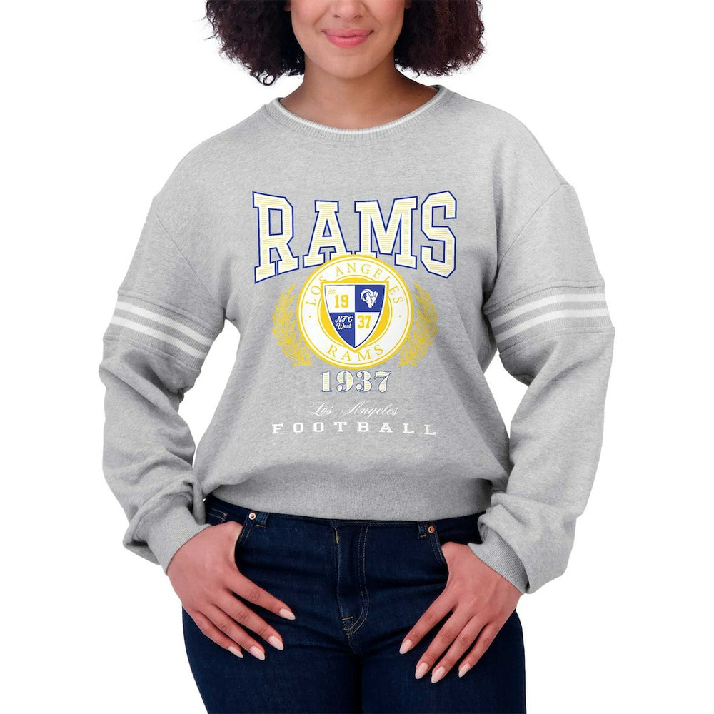 Los Angeles Rams WEAR by Erin Andrews Women's Cropped Pullover Sweatshirt - Heather Gray discount