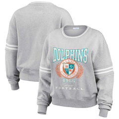 Miami Dolphins WEAR by Erin Andrews Women's Cropped Pullover Sweatshirt - Heather Gray on sale