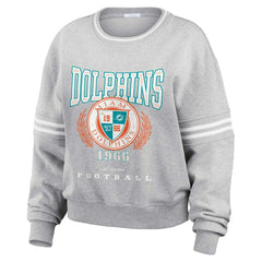 Miami Dolphins WEAR by Erin Andrews Women's Cropped Pullover Sweatshirt - Heather Gray on sale