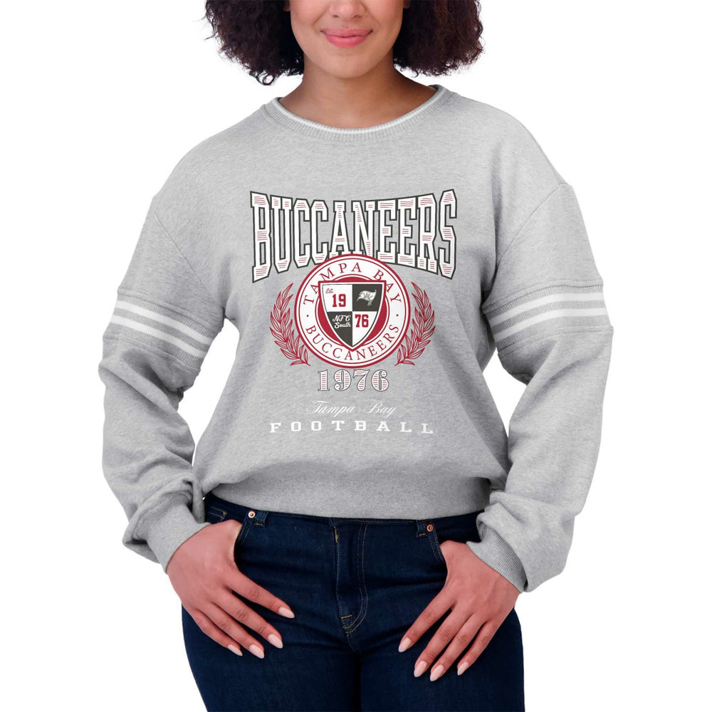 Tampa Bay Buccaneers WEAR by Erin Andrews Women's Cropped Pullover Sweatshirt - Heather Gray cheap