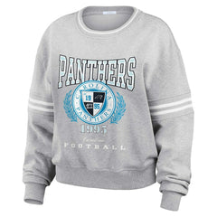 Carolina Panthers WEAR by Erin Andrews Women's Cropped Pullover Sweatshirt - Heather Gray outlet