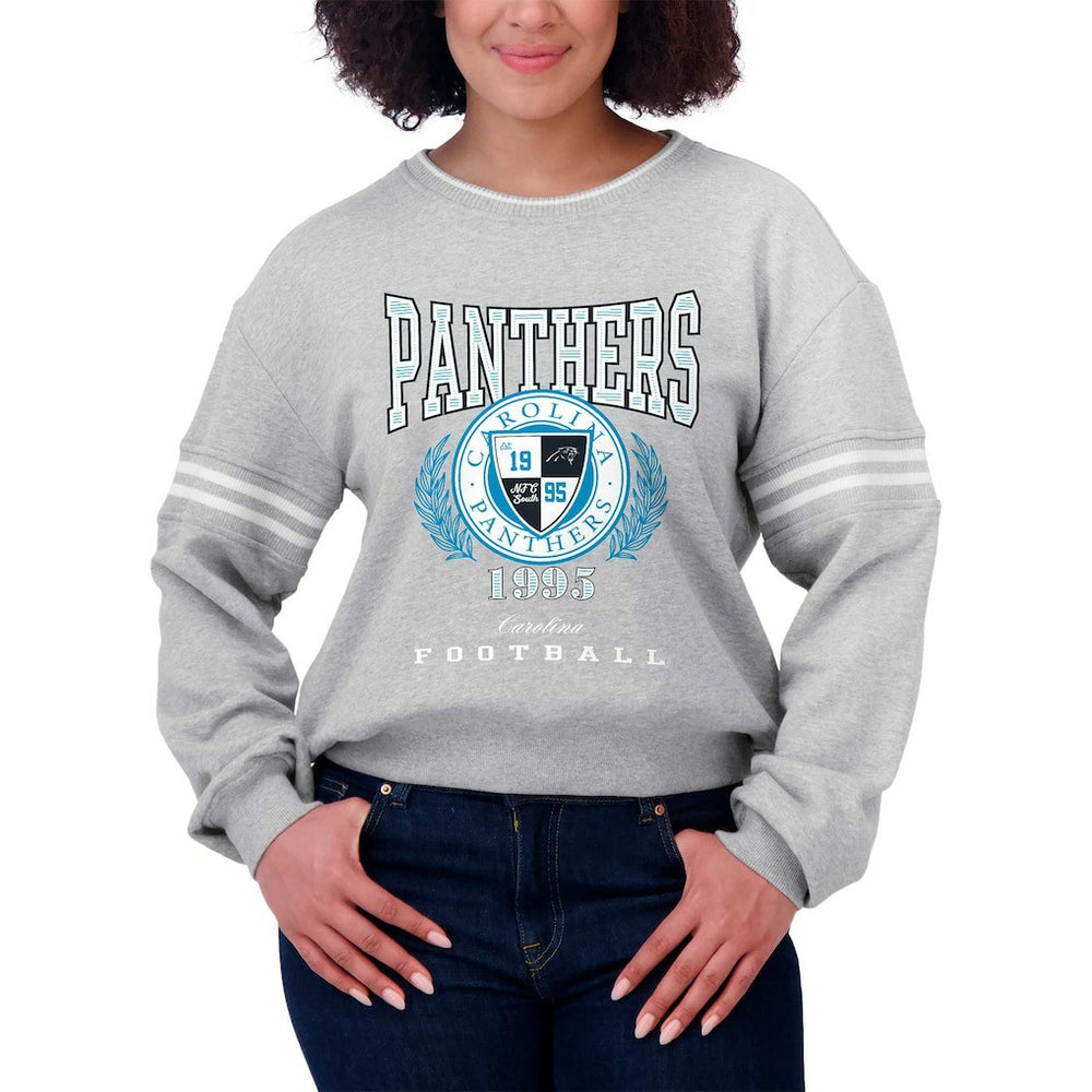 Carolina Panthers WEAR by Erin Andrews Women's Cropped Pullover Sweatshirt - Heather Gray outlet
