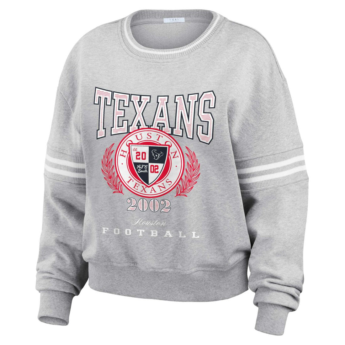 Houston Texans WEAR by Erin Andrews Women's Cropped Pullover Sweatshirt - Heather Gray online