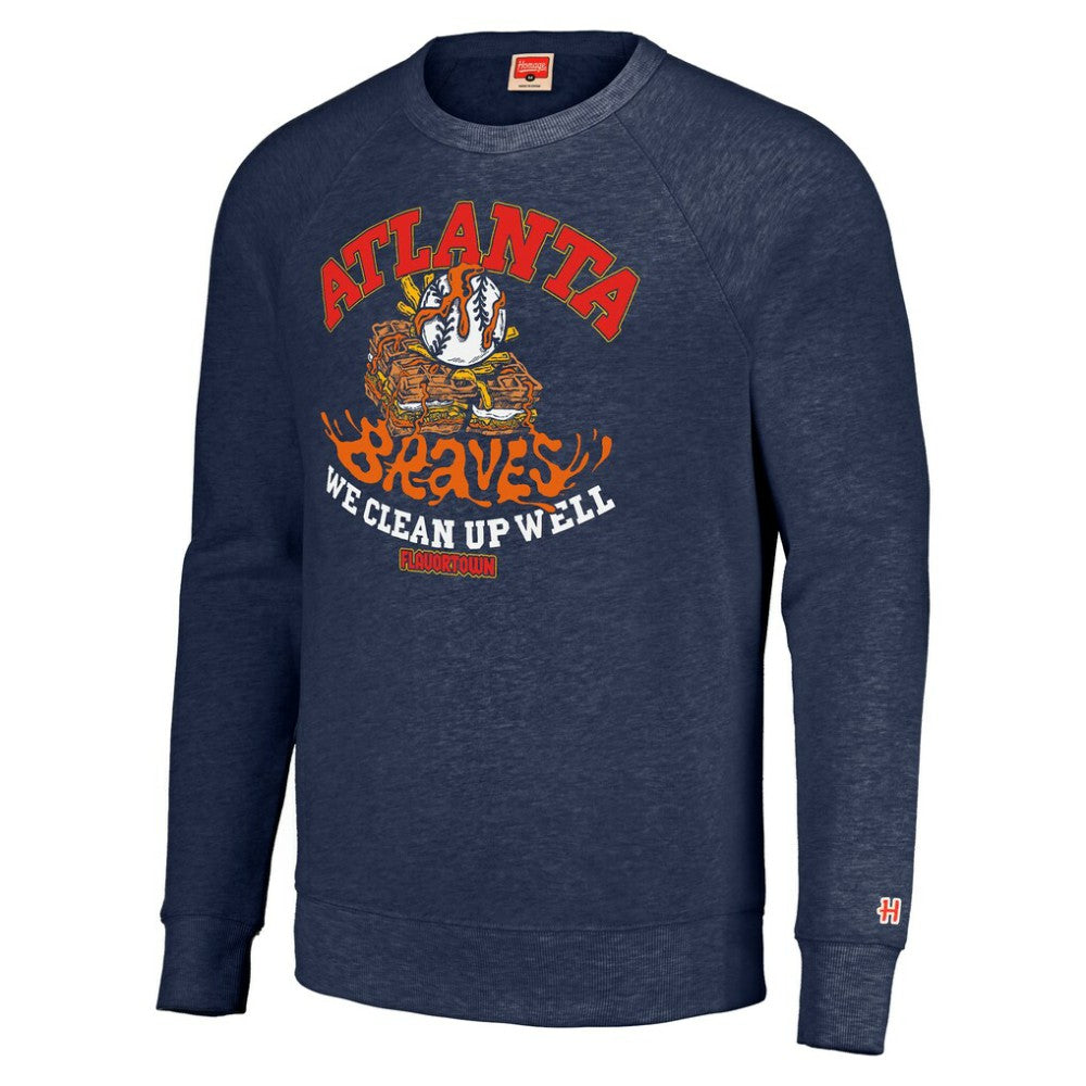 Atlanta Braves MLB x Guy Fieri’s Flavortown Unisex Tri-Blend Pullover Sweatshirt - Navy