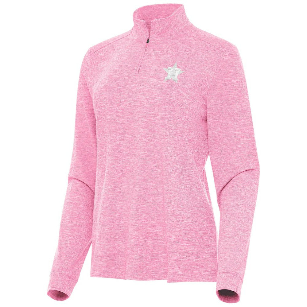 Houston Astros Antigua Women's Mentor Lightweight Mock Neck Quarter-Zip Top - Pink
