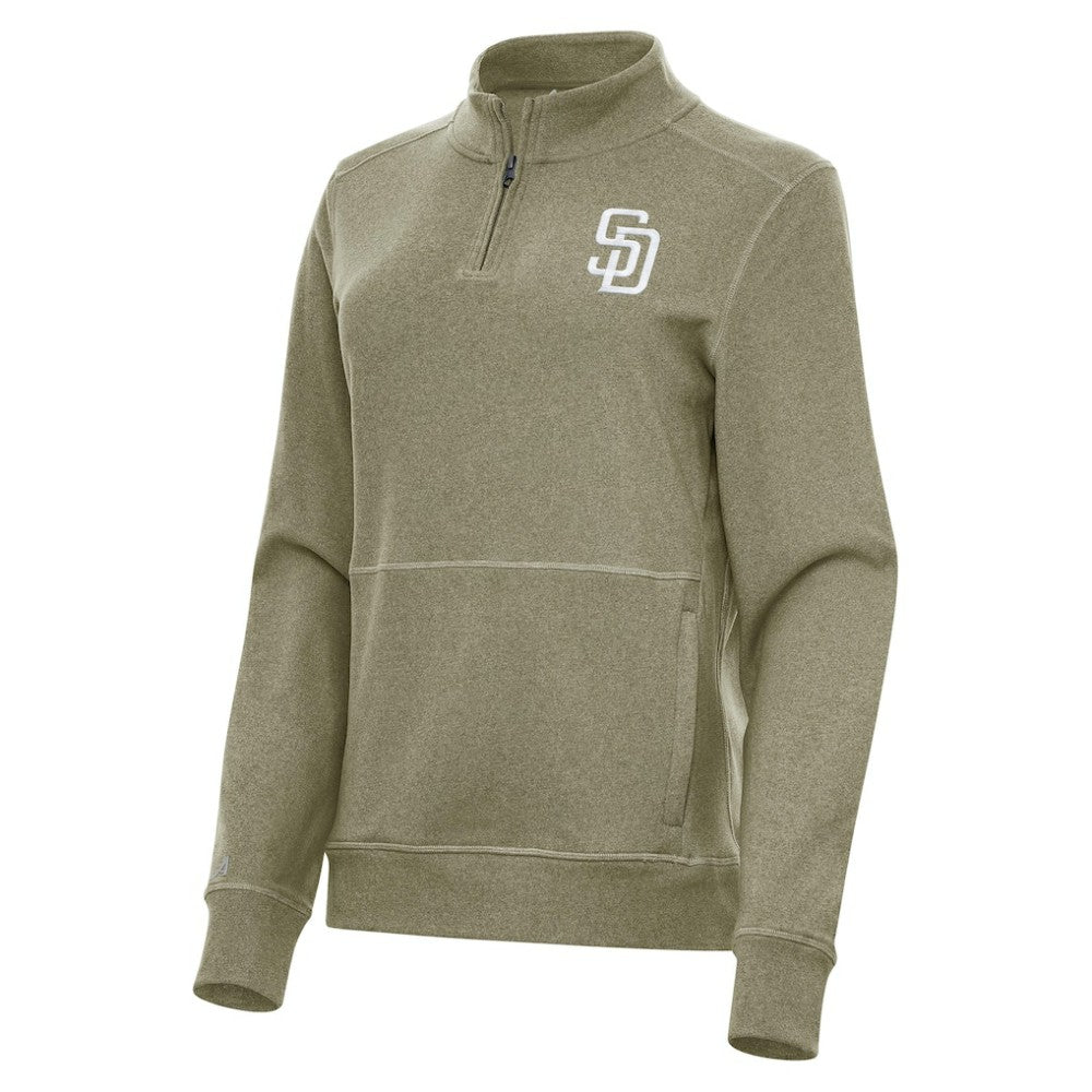 San Diego Padres Antigua Women's Crush Quarter-Zip Jacket - Olive