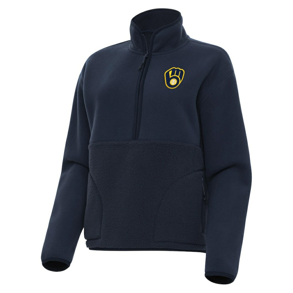Milwaukee Brewers Antigua Women's Figure Half-Zip Sweatshirt - Navy
