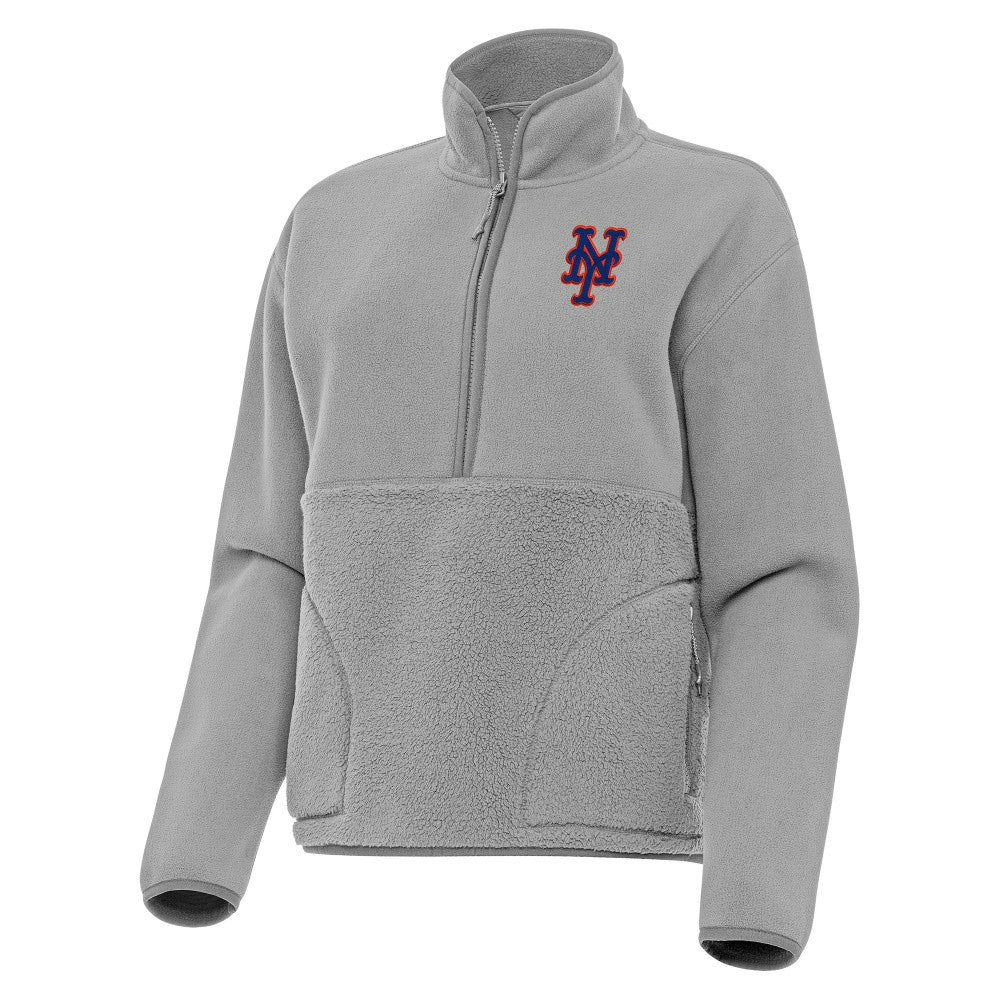 New York Mets Antigua Women's Figure Half-Zip Sweatshirt - Gray