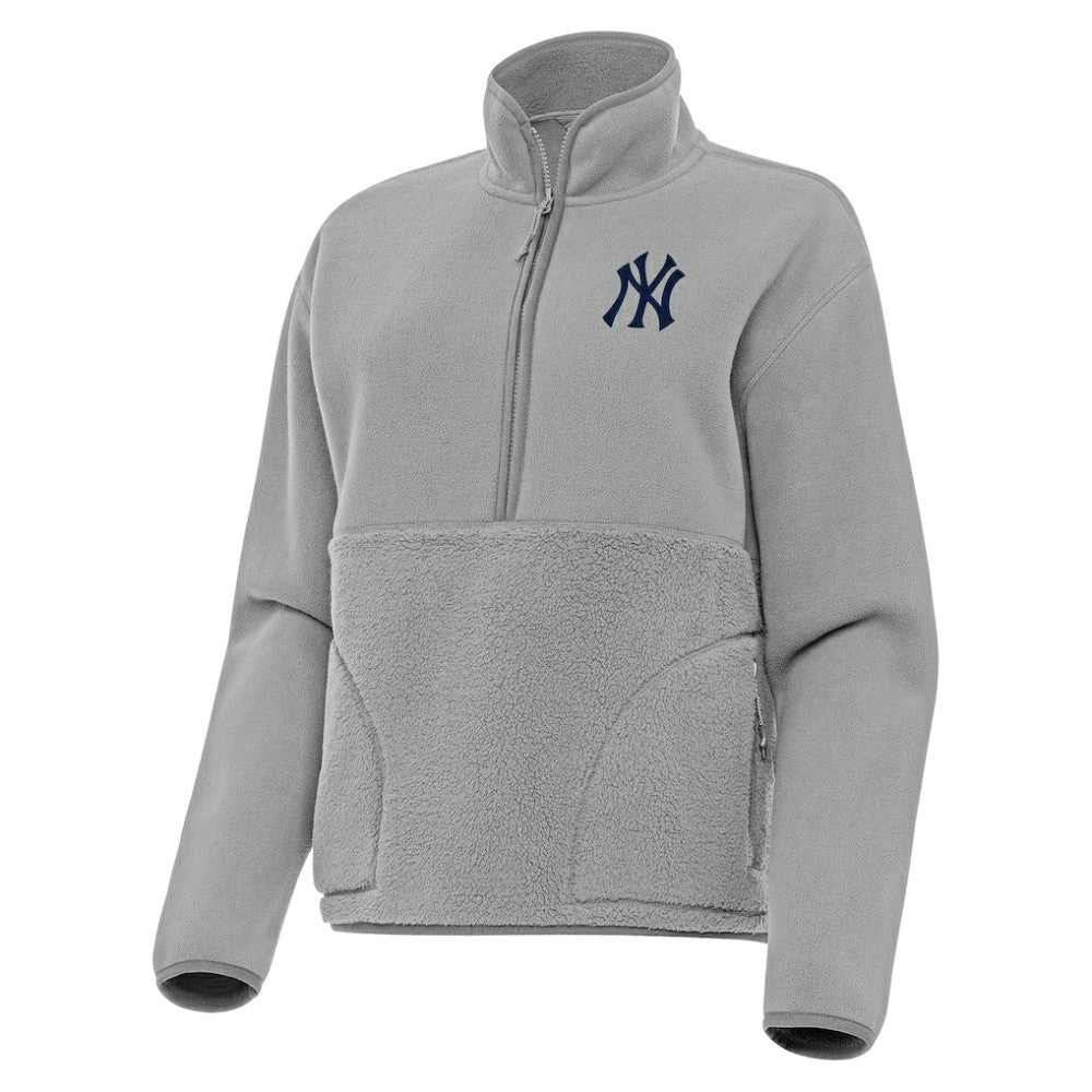 New York Yankees Antigua Women's Figure Half-Zip Sweatshirt - Gray