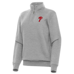 Philadelphia Phillies Antigua Women's Victory Quarter-Zip Sweatshirt - Heather Gray