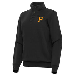 Pittsburgh Pirates Antigua Women's Victory Quarter-Zip Sweatshirt - Black