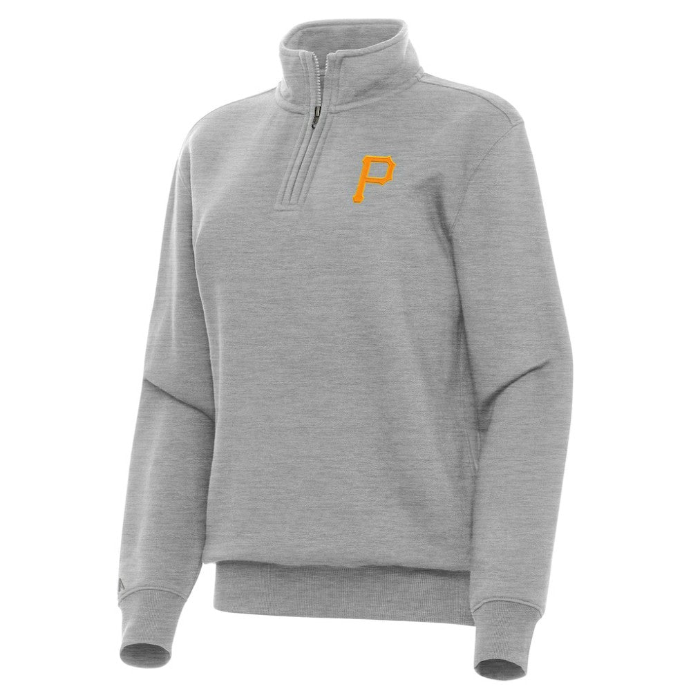 Pittsburgh Pirates Antigua Women's Victory Quarter-Zip Sweatshirt - Heather Gray