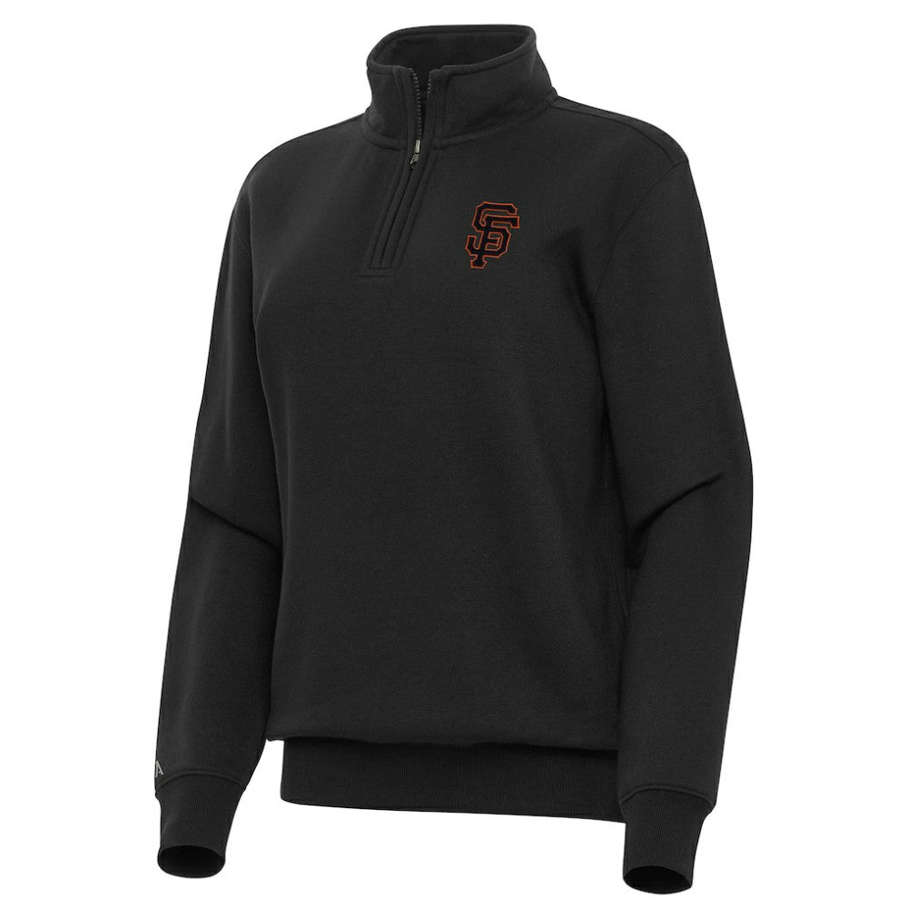 San Francisco Giants Antigua Women's Victory Quarter-Zip Sweatshirt - Black