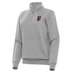 San Francisco Giants Antigua Women's Victory Quarter-Zip Sweatshirt - Heather Gray