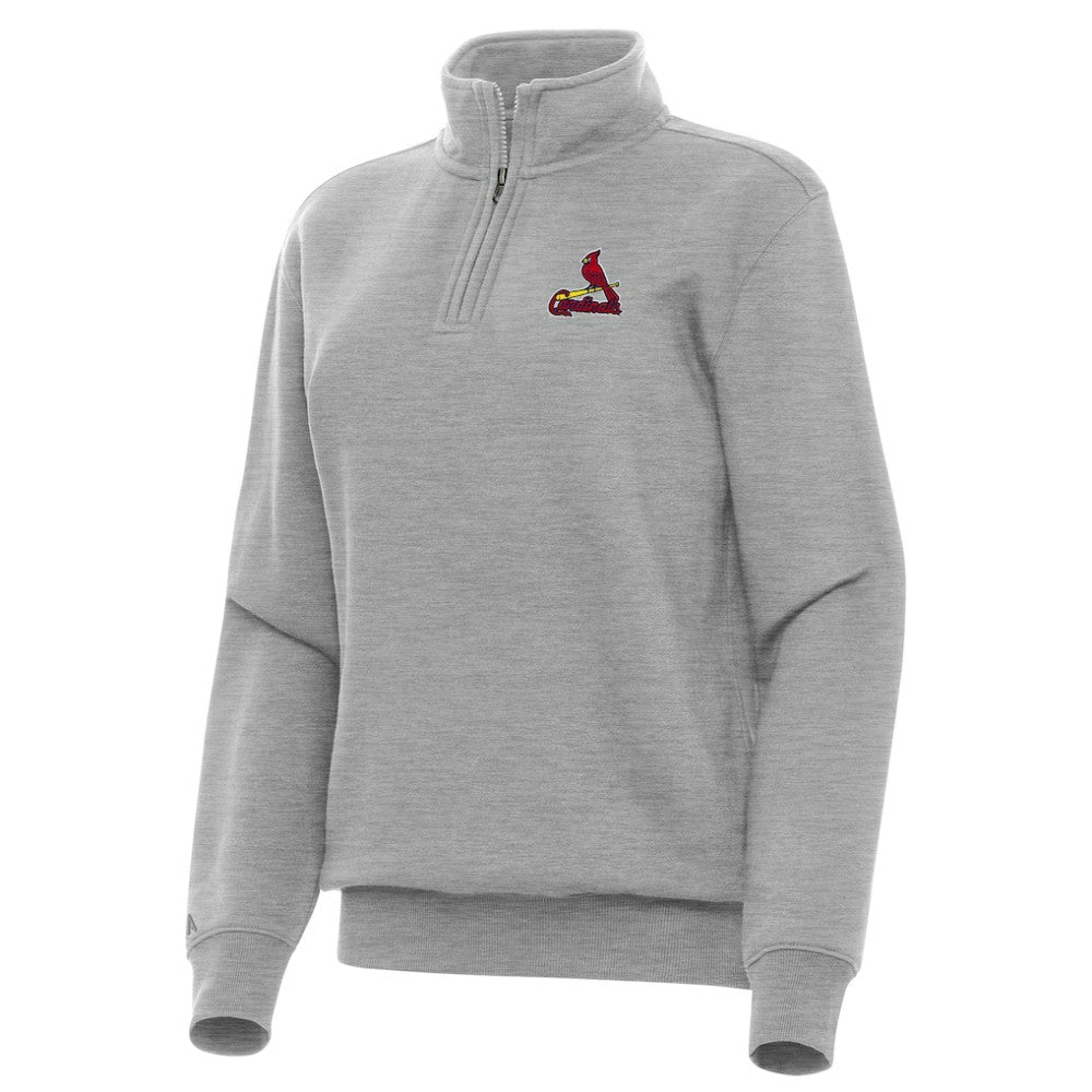 St. Louis Cardinals Antigua Women's Victory Quarter-Zip Sweatshirt - Heather Gray