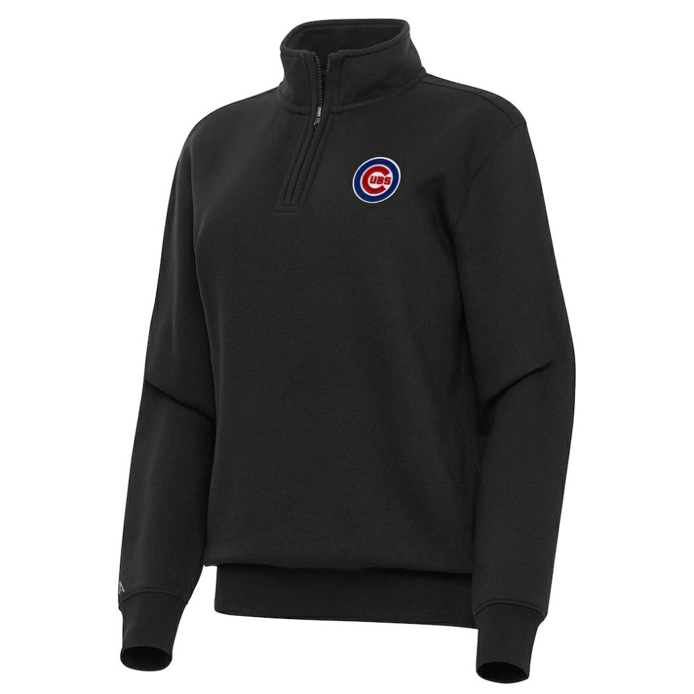 Chicago Cubs Antigua Women's Victory Quarter-Zip Sweatshirt - Black