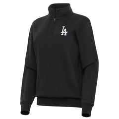 Los Angeles Dodgers Antigua Women's Victory Quarter-Zip Sweatshirt - Black