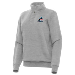 Miami Marlins Antigua Women's Victory Quarter-Zip Sweatshirt - Heather Gray