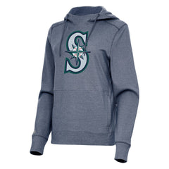 Seattle Mariners Antigua Women's Justice Pullover Hoodie - Heather Navy