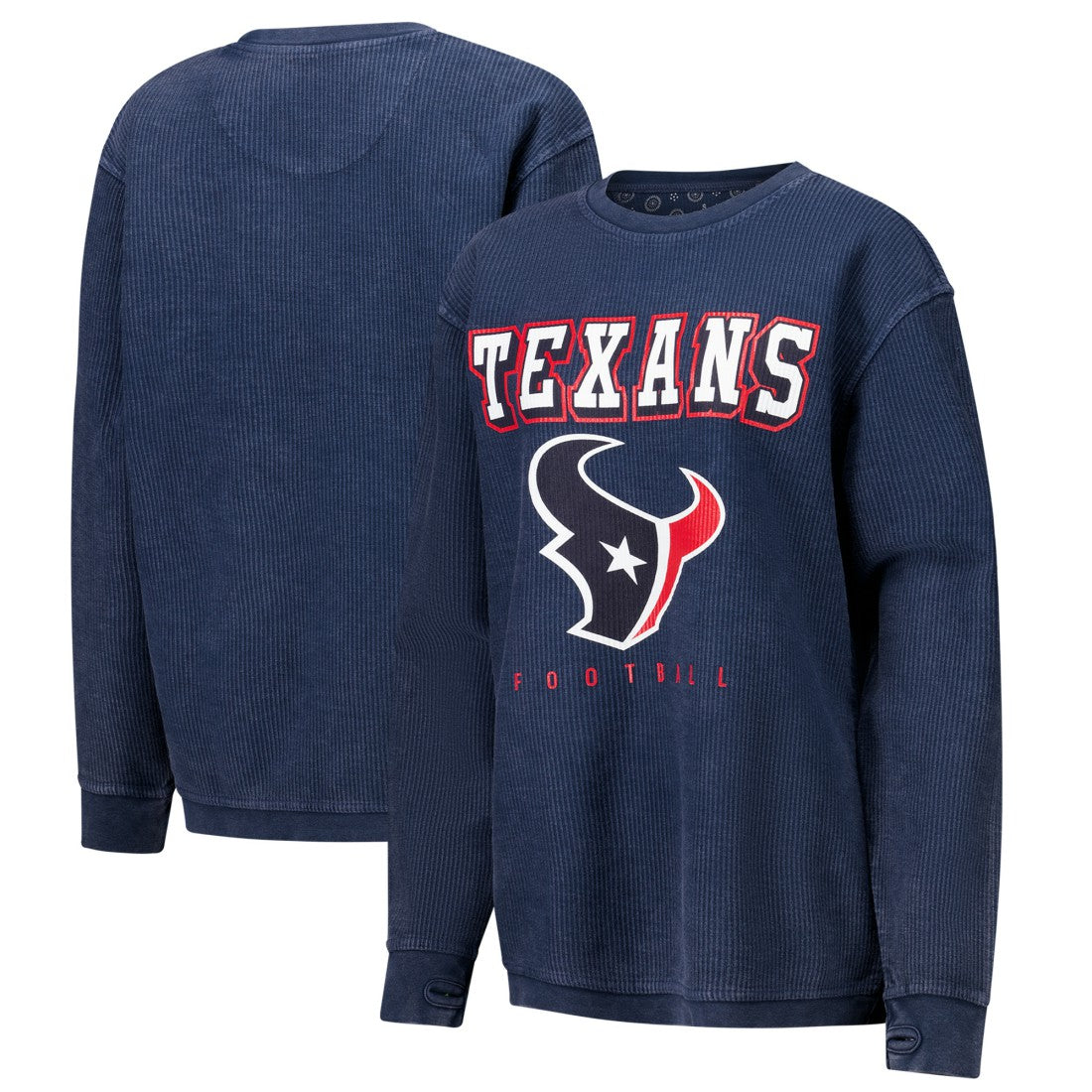 Houston Texans G-III 4Her by Carl Banks Women's Comfy Cord Pullover Sweatshirt - Navy on sale