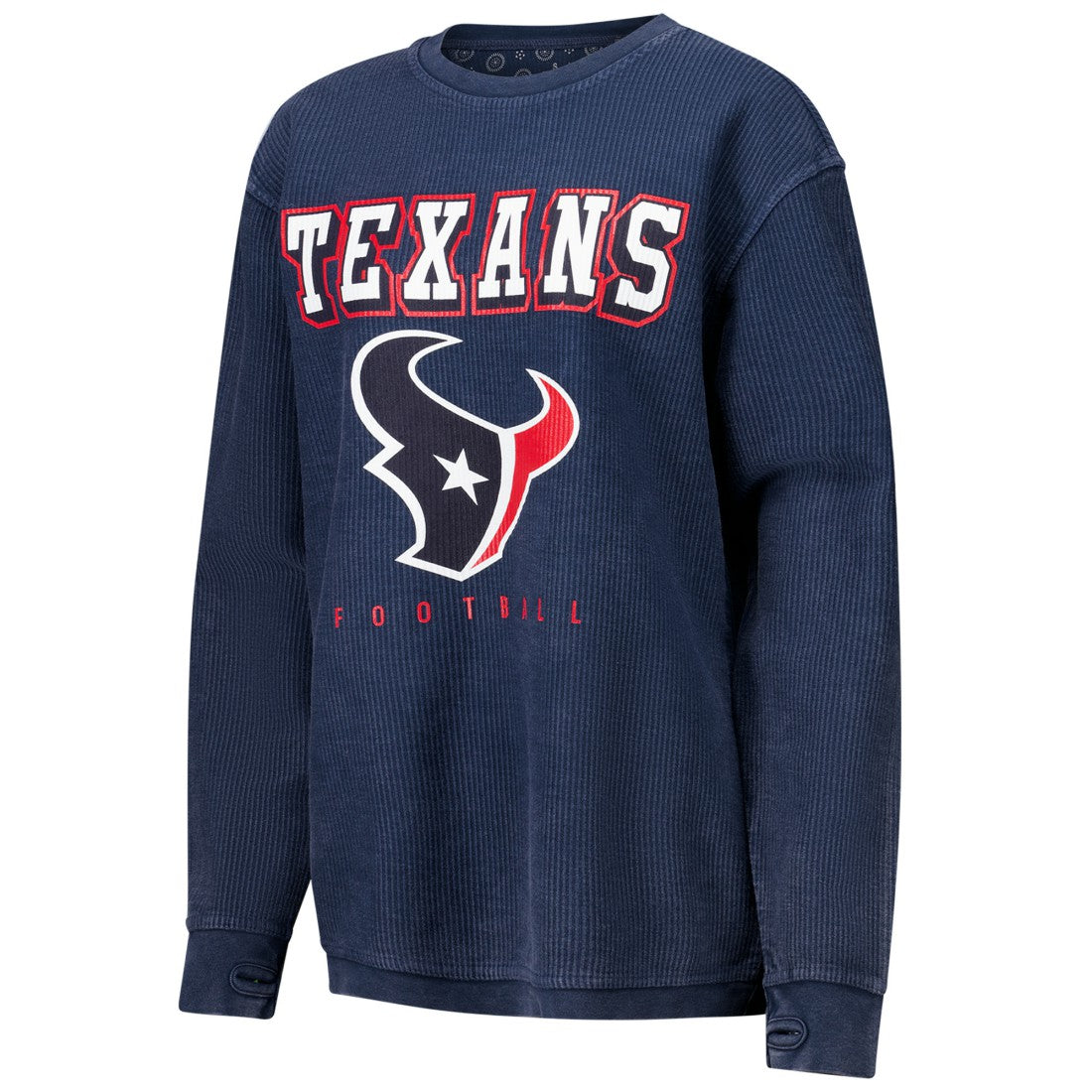 Houston Texans G-III 4Her by Carl Banks Women's Comfy Cord Pullover Sweatshirt - Navy on sale