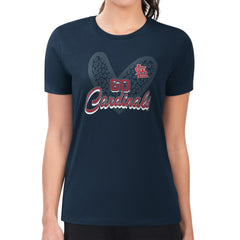 St. Louis Cardinals G-III 4Her by Carl Banks Women's Super-Slim Fit Lightweight Leopard Heart T-Shirt - Navy