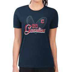 Cleveland Guardians G-III 4Her by Carl Banks Women's Super-Slim Fit Lightweight Leopard Heart T-Shirt - Navy