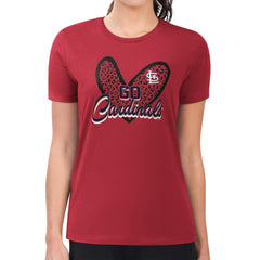 St. Louis Cardinals G-III 4Her by Carl Banks Women's Super-Slim Fit Lightweight Leopard Heart T-Shirt - Red