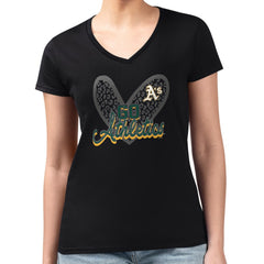 Athletics G-III 4Her by Carl Banks Women's Super-Slim Fit Lightweight Leopard Heart V-Neck T-Shirt - Black