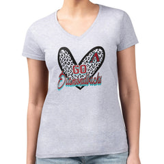 Arizona Diamondbacks G-III 4Her by Carl Banks Women's Super-Slim Fit Lightweight Leopard Heart V-Neck T-Shirt - Heather Gray