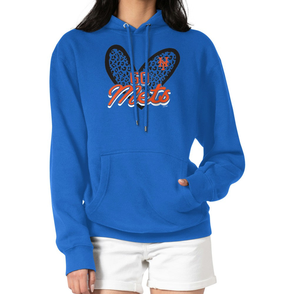 New York Mets G-III 4Her by Carl Banks Women's Leopard Heart Pullover Hoodie - Royal