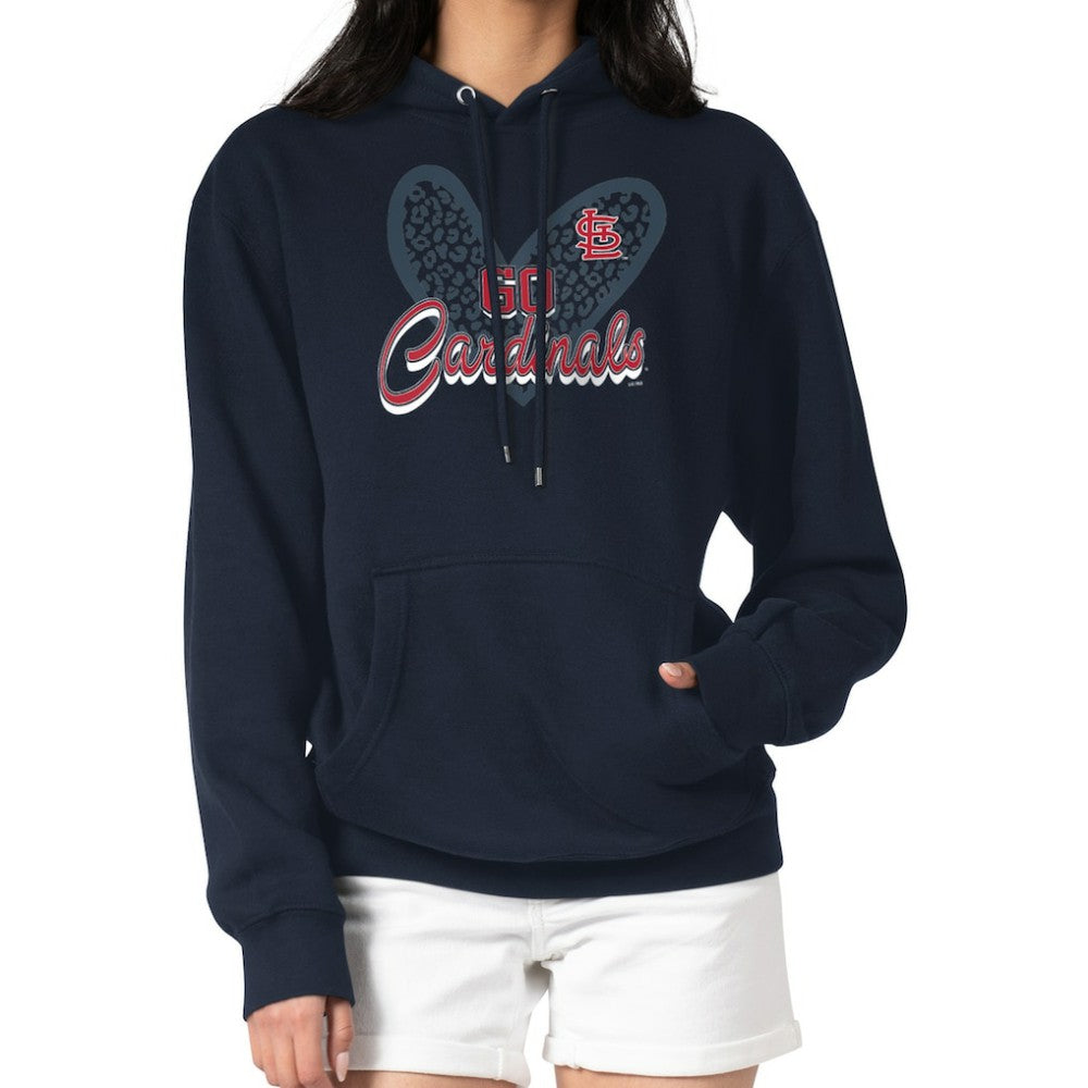 St. Louis Cardinals G-III 4Her by Carl Banks Women's Leopard Heart Pullover Hoodie - Navy