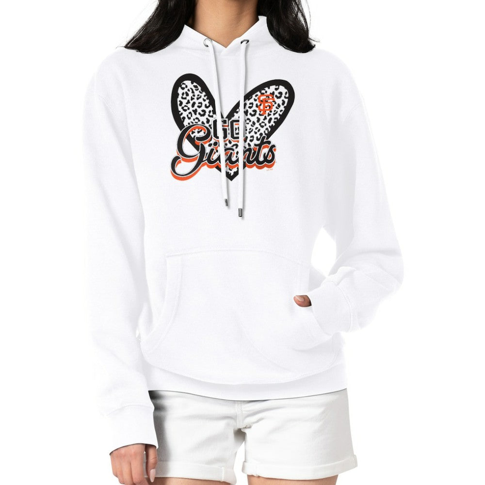San Francisco Giants G-III 4Her by Carl Banks Women's Leopard Heart Pullover Hoodie - White