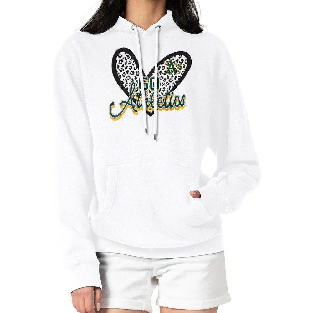 Athletics G-III 4Her by Carl Banks Women's Leopard Heart Pullover Hoodie - White