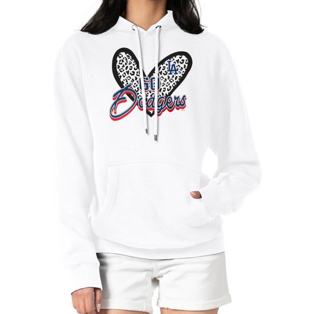Los Angeles Dodgers G-III 4Her by Carl Banks Women's Leopard Heart Pullover Hoodie - White