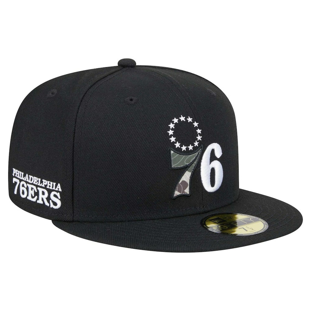 Philadelphia 76ers Camo Print UV 59FIFTY Fitted Hat - Black | New Era cheap